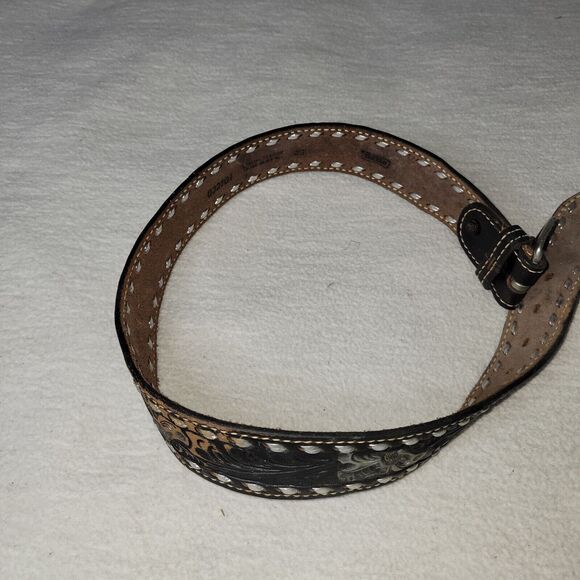 Vtg Tex Tan Belt Womens Sz 20 Barbie Buckle Genuine Cowhide 022101 Made In USA - Picture 10 of 16